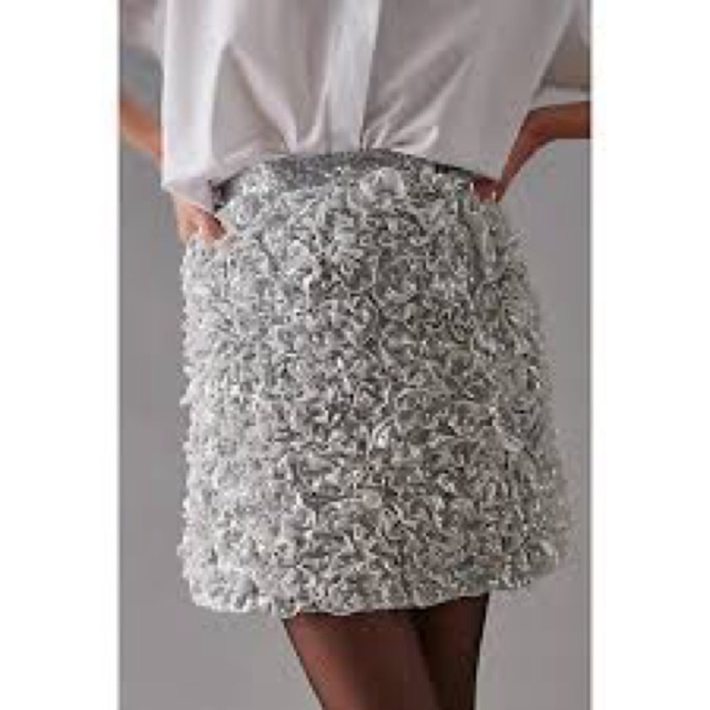 Anthropologie mare x mare Silver sequin mini skirt